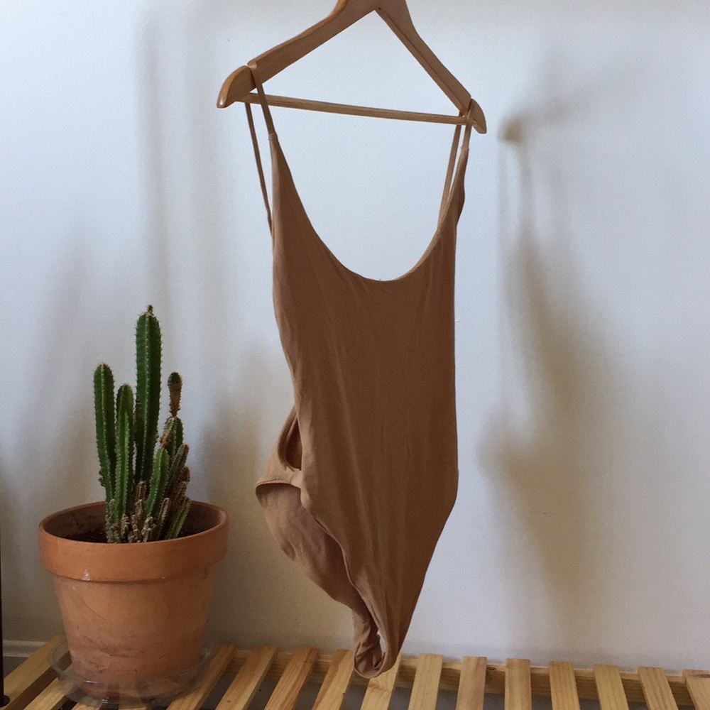 One piece tan bikini